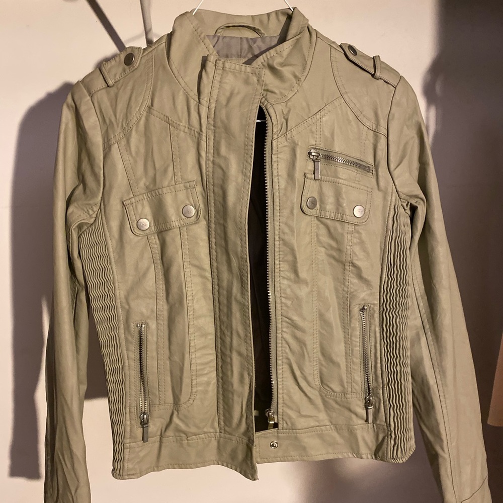 Tan leather jacked